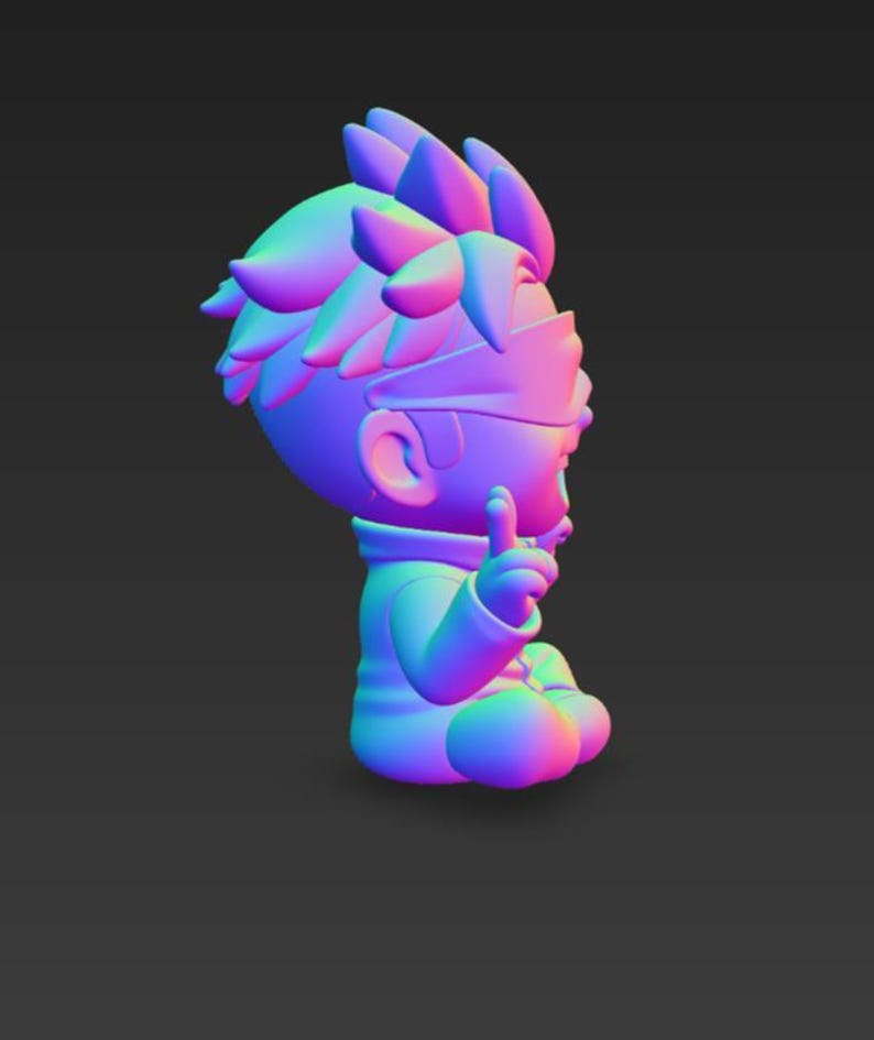 Satoru Gojo Chibi Seated Pokemon STL 3D printed figure, back view