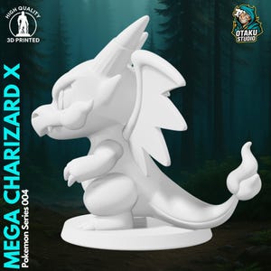 Mega Charizard X Pokemon STL 3D printed figure, alternate angle