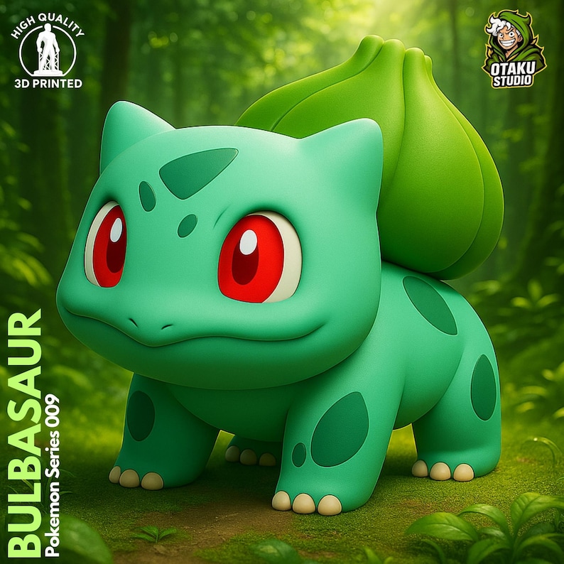 Bulbasaur STL 3D printed figure, front view