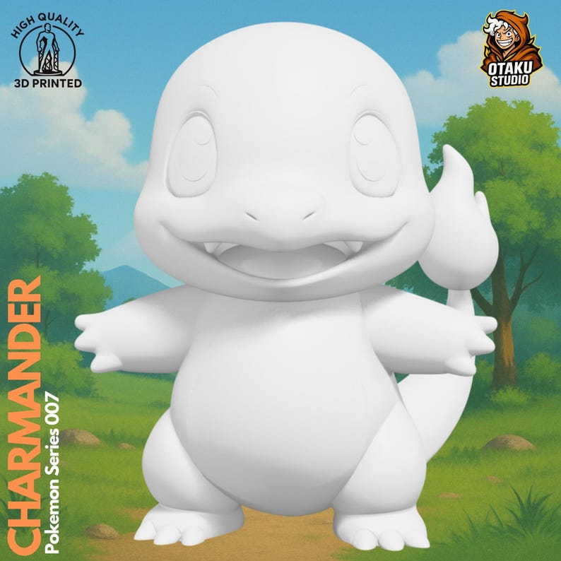 Charmander STL 3D printed figure, back view