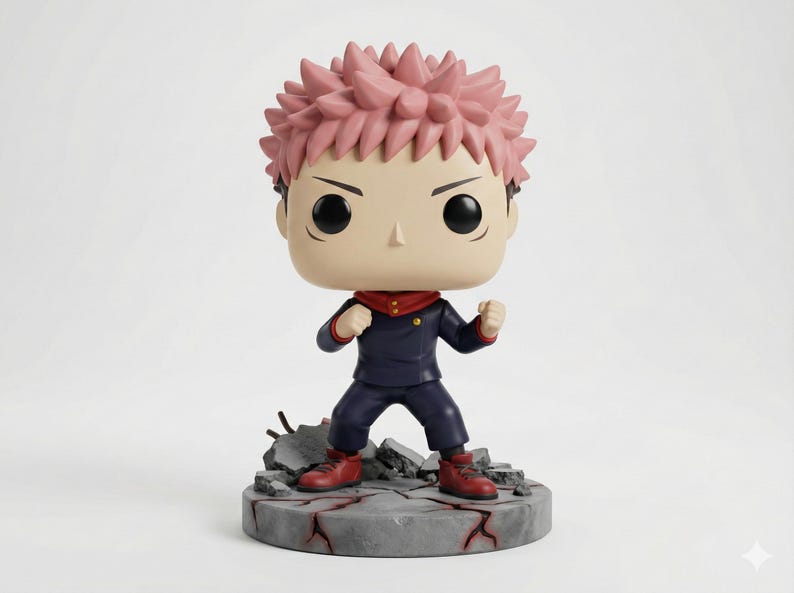 Yuji Itadori Funko Pop style STL 3D printed figure, side view