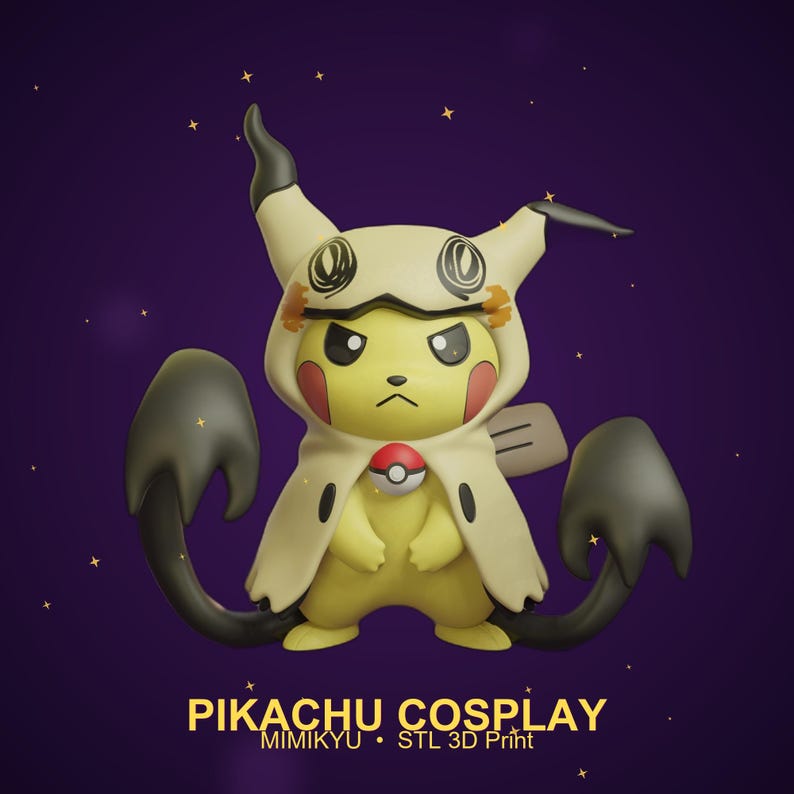 Mimikyu Pikachu Cosplay STL 3D printed figure, front view
