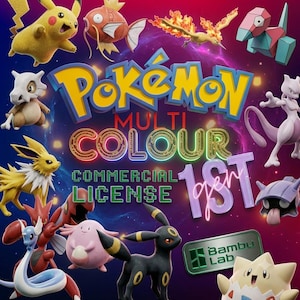 Bundel met 149 Pokémon Kanto STL-bestanden | Meerkleurig 3MF commercieel gebruik | Bambu Lab AMS + Prusa MMU | Directe download van generatie 1