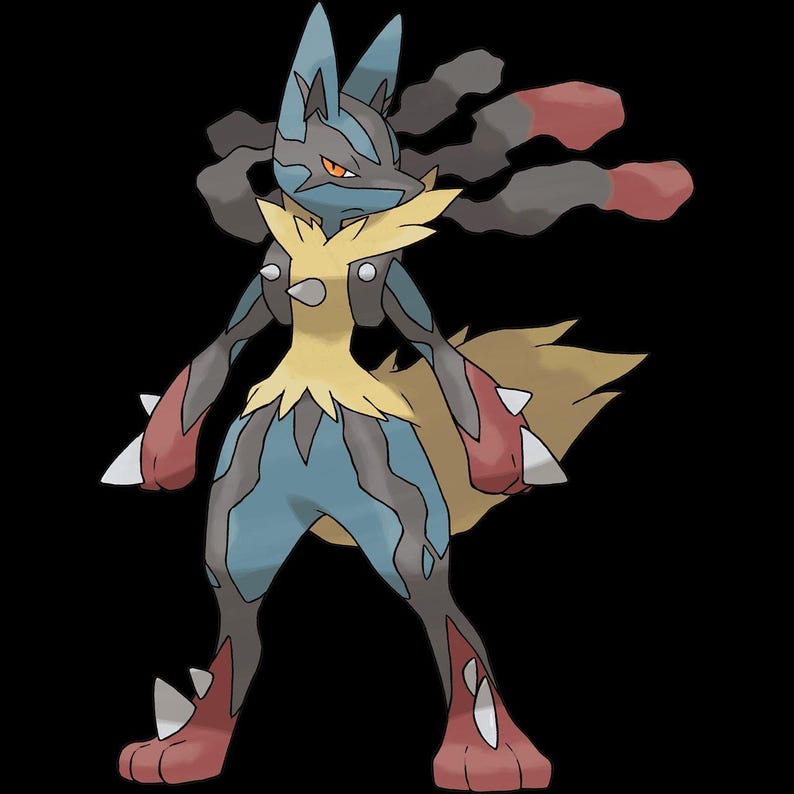 Mega Lucario Pokemon official artwork, included in the 36 Mega Evolution STL bundle