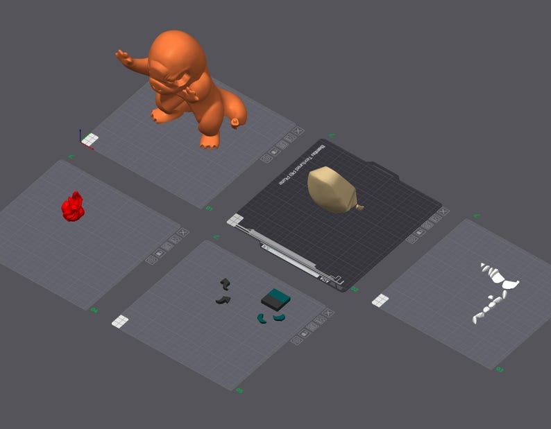 Pokemon window cling STL file split into separate colour parts for multicolour 3D printing