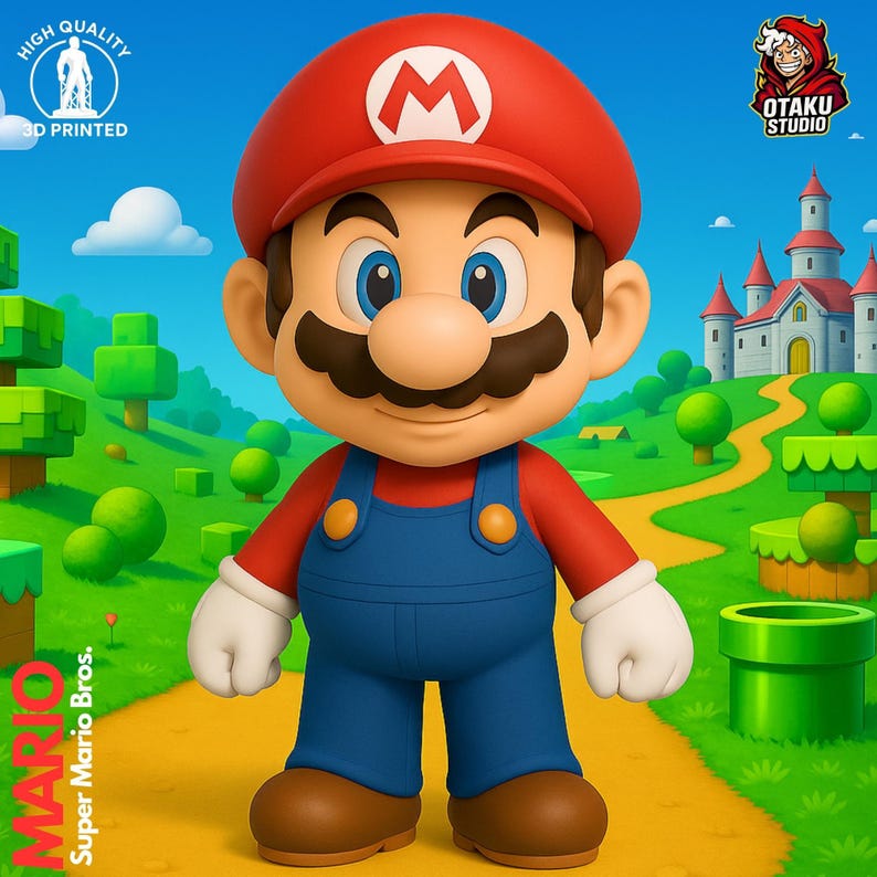 Mario STL 3D printed figure, front view