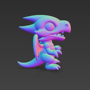 Red-Eyes Black Dragon Chibi STL 3D printed figure, alternate angle