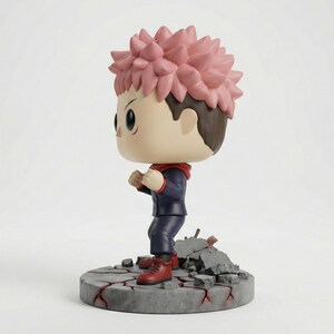 Yuji Itadori Funko Pop style STL 3D printed figure, back view