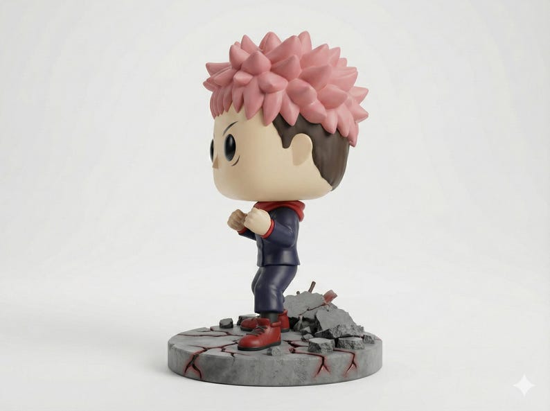 Yuji Itadori Funko Pop style STL 3D printed figure, back view