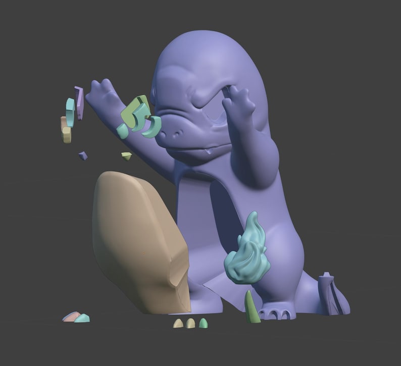 Charmander STL colour zone preview for multicolour 3D printing