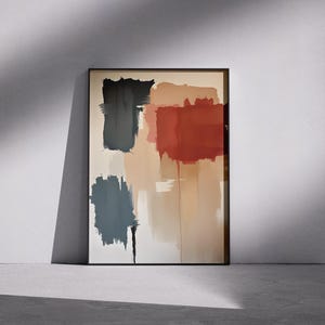 Terracotta Abstract Brushstroke Art Print: Modern Minimalist Painting (Digital Download)