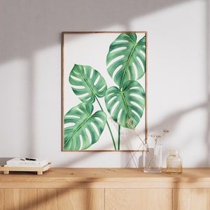 Aquarell Monstera Blatt Druck: Tropisches Grün Wandkunst (Digitaler Download)