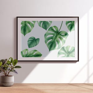 Aquarell Monstera Blatt Druck: Tropisches Grün Wandkunst (Digitaler Download)