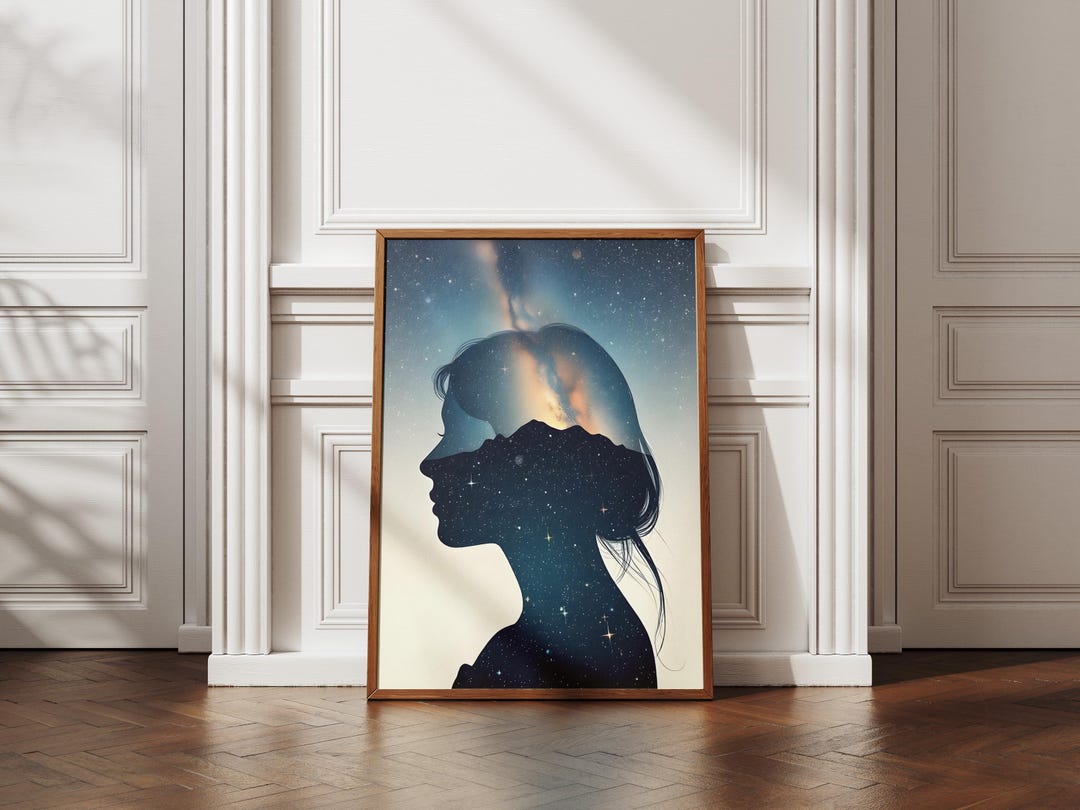 Celestial Woman Galaxy Art Print: Cosmic Silhouette (digital Download ...