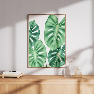 Aquarell Monstera Blatt Druck: Tropisches Grün Wandkunst (Digitaler Download)
