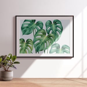 Aquarell Monstera Blatt Druck: Tropisches Grün Wandkunst (Digitaler Download)