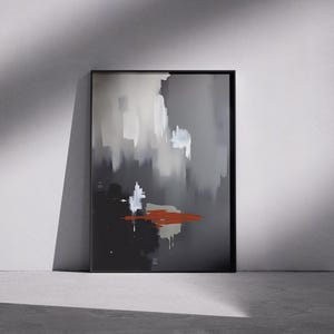 Terracotta Abstract Brushstroke Art Print: Modern Minimalist Painting (Digital Download)