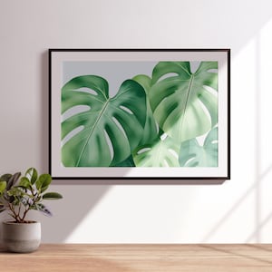 Aquarell Monstera Blatt Druck: Tropisches Grün Wandkunst (Digitaler Download)