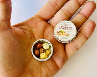 Handmade Miniature Food | Dollhouse Macaron Tin Set, 1:12 Scale