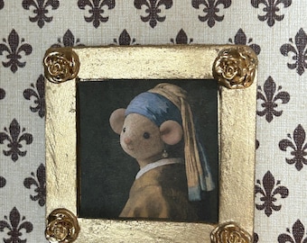Miniature Framed Art – Girl with a Pearl Earring (Mouse Edition)