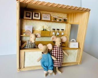 Maileg Mice Bakery Stand | Handmade Wooden Miniature Bakery Shop (1:12 Scale)