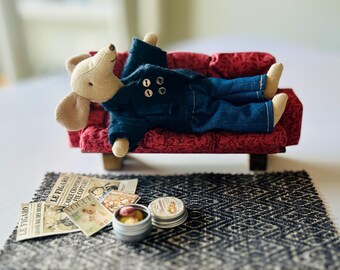Handmade miniature sofa set for Maileg-style mice