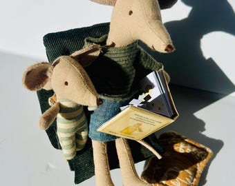 Handmade Miniature Armchair Set – Maileg-Style Dollhouse Furniture