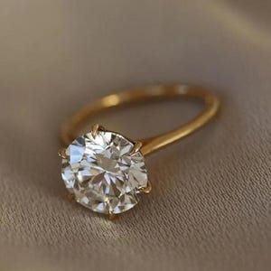 2 Carat Round Brilliant Cut Moissanite Engagement Ring, Wedding Ring Gift, Double Hidden Halo Ring, Classic 6 Prong Round Ring Bridal Ring