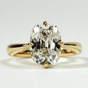 Cushion Cut Moissanite Diamond Engagement Ring, 14k Yellow Gold Solitaire Ring, Classic Bridal Ring for Her, Proposal Gift, Bridal Ring Gift