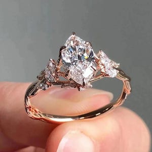 Marquise Cut Moissanite Engagement Ring, Moissanite Bridal Ring Simple Wedding Ring, Promise Ring For Her, Luxury Anniversary Gift For Women