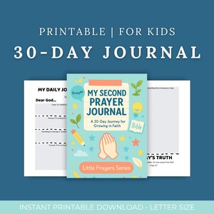 My Second Prayer Journal for Kids | 30-Day Printable Faith Journal | Christian Devotional PDF for Ages 7–10 | Digital Kids Prayer Book