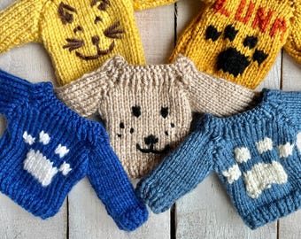 Pet sweater ornament, dog name, paw print, fur baby decoration