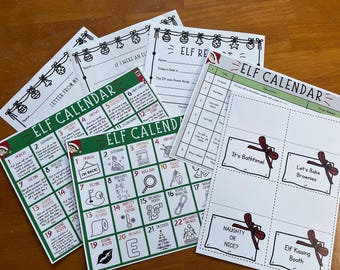 Elf Advent Calendar Idea Bundle, Christmas Elf Ideas Printable Kit