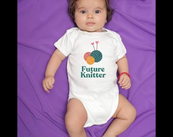 Future Knitter Infant Onesie - Cute Baby Clothes, Knitting Gift, Baby Shower Present, Toddler Outfit, Handmade Style