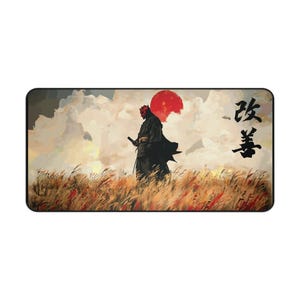 D.M. Desk Mat with Sci-Fi Samurai Design - Unique Office Workspace Decor, Gaming Mouse Pad, Home Office Accessory, Great For Sci-Fi Fans