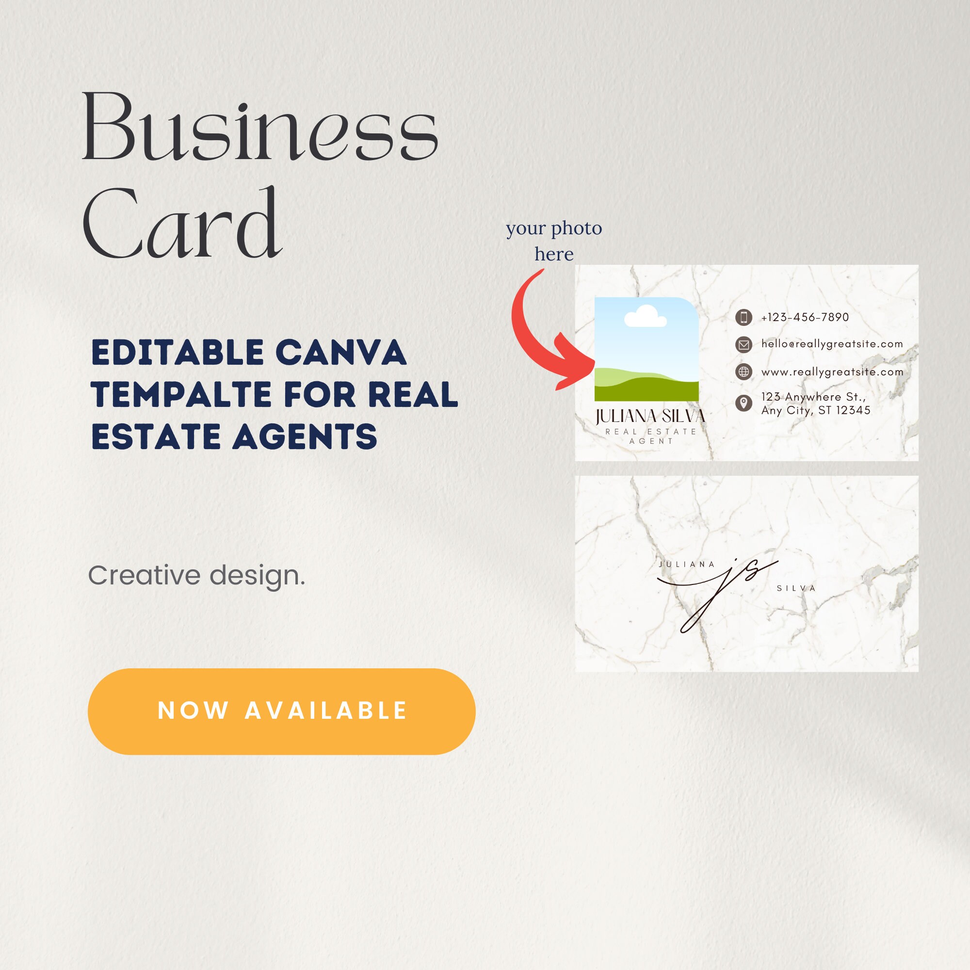 Customizable Business Card Template, Instant Download, Printable ...