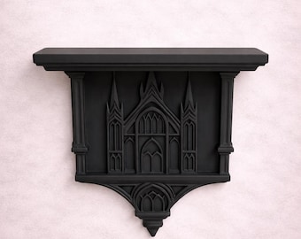 Cathedral Corbel Shelf – Gothic Wall Display, Dark Manor Home Décor