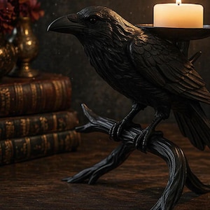 Gothic Raven Candle Holder