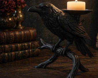 Gothic Raven Candle Holder