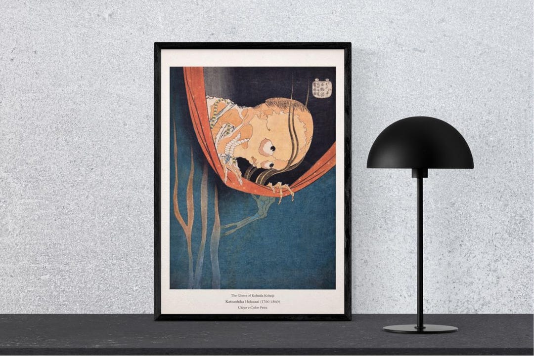 Hokusai Skeleton Print, Kohada Koheiji Ukiyo-e, Japanese Horror Art