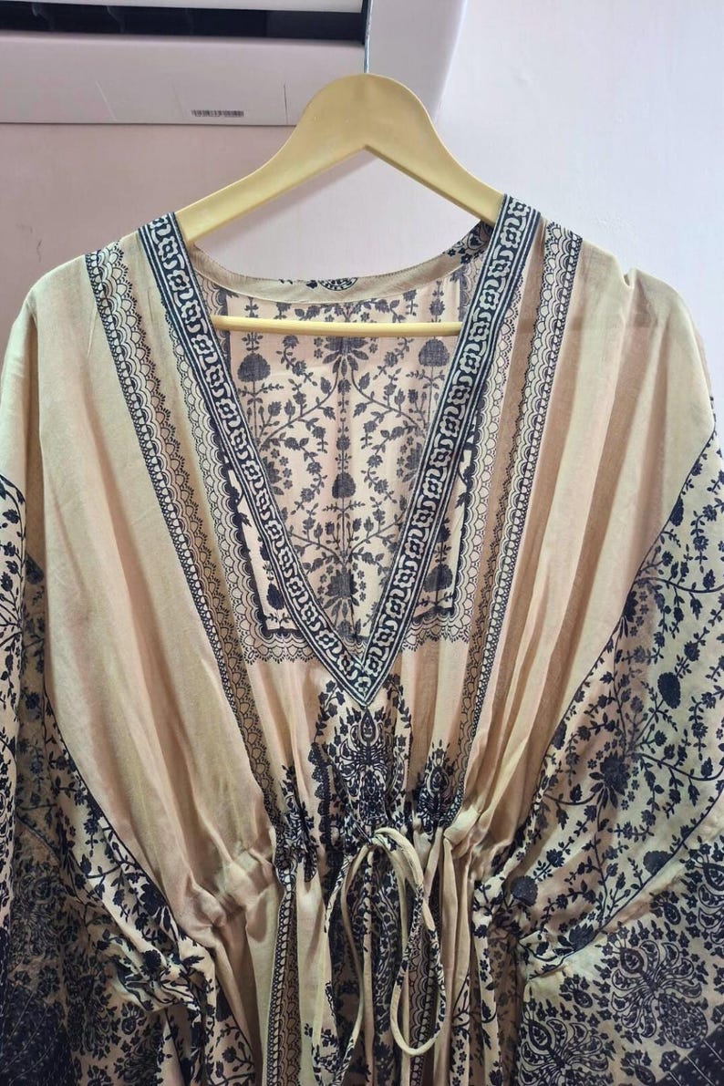 Hand Block Printed Free-Size Short Kaftan Dress main image 0