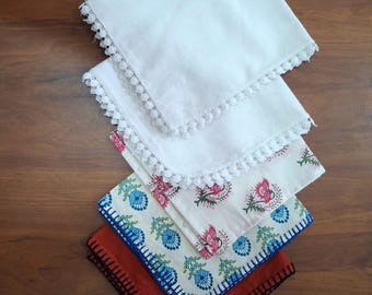 Handmade Cotton Napkin Set of 5 | Block Print Reusable Table Linens | Eco Friendly Dinner Napkins | Indian Handblock Kitchen Decor