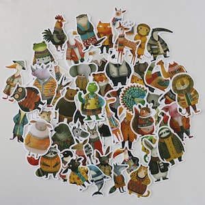 Paquete de 50 pegatinas de vinilo de animales adorables, pegatinas impermeables de animales para portátiles y botellas de agua, pegatinas kawaii de animales para Kindle.