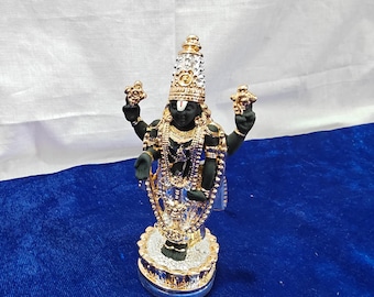 24crt gold plated  Balaji Idol | Lord Venkateswara Statue with Gold & Silver Finish | Tirupati Balaji Murti for Pooja Mandir  Home Decor
