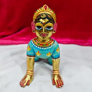 5Inch/13cm Brass Radha Rani Idol | Srimati Radha Statue | Handmade in Vrindavan | Sacred Hindu Murti for Temple & Home Decor