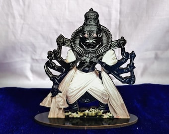 Duty Free MDF Wood Lord Narasimha Cutout Idol 6 Inch | Lightweight