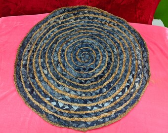 Handmade Round Cotton Rug Mat | Multicolor Braided Circular Floor Rug | Boho Cotton Carpet for Home Decor