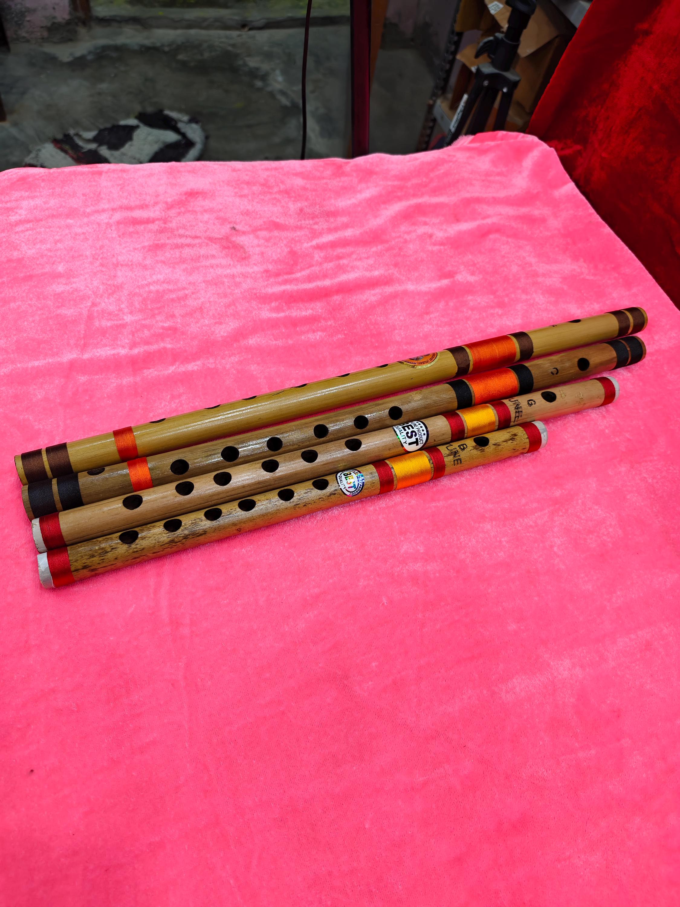 Handgefertigte Bansuri Flte Set 3-teilig Bansuri Ashar - Indischer Bambus  - E Low | Einheimische Flte Ashar Ukulele Set