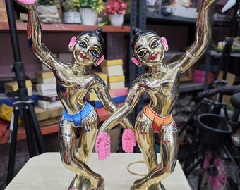 Gaura Nitai Ashtadhatu Deities 13Inch/33cm  | ISKCON Gouranga Mahaprabhu Statue | Heavy 12Kg  Goura Nitai Murti Set Vrindavan  gour nitai