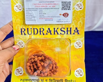 Certified 5 Mukhi Rudraksha Mala • Natural Beads 4.5mm • MGL Lab Certified • Hindu Japa Mala for Meditation & Pooja ,